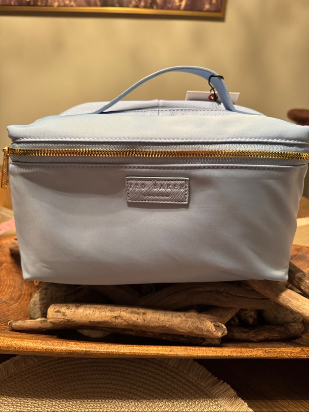 Ted Baker Powder Blue Travel Cosmetic Case with Gold Hardware